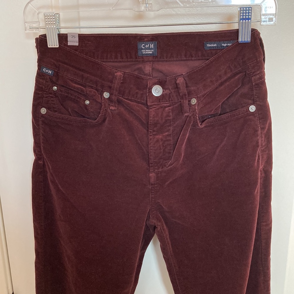 Citizens of Humanity Burgundy Velvet Rocket High-Rise Skinny Pants